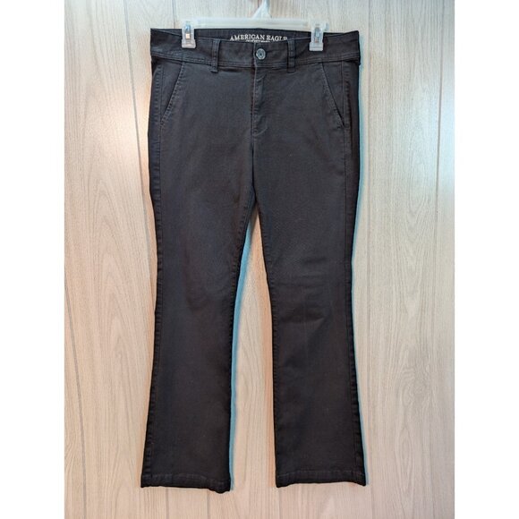 American Eagle Super Stretch Kick Boot Chino Pants Women’s Size 12 Short Black - Picture 1 of 10